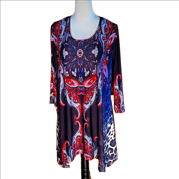 White Mark Successfully Comfortable Vibrant BohoStyle Tunic Dress Women size 2XL - Picture 1 of 8